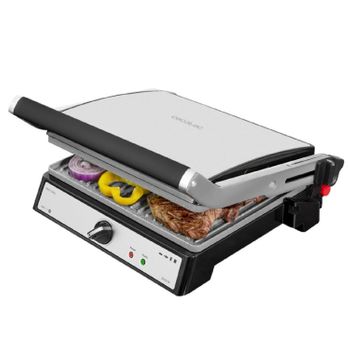 Parrilla Eléctrica Rock?ngrill 2400 Ultrarapid De 2400w De Potencia, Revestimiento De Piedra Rockstone, Apertura De 180º Y Placa Superior Flotante.