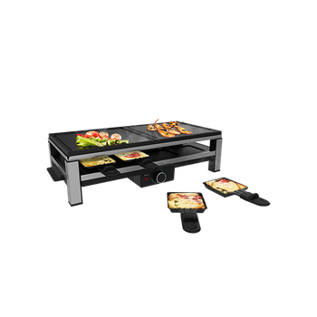 Raclette Grill con Piedra Natural-Parrilla, 8 personas, Placas Reversibles,  Termostato Regulable, Bomann, Negro, 1400, RG 2279 CB
