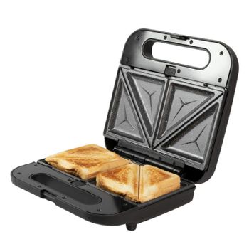 Sandwichera Con Placas Intercambiables Rock'n Toast 1000 3in1. 800 W, Capacidad 2 Sándwiches, Acabados Acero Inox, Revestimiento De Piedra, Incluye 3 Placas Aptas Para Lavavajillas