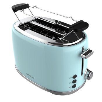 Tostadora 2 Rebanadas Toast&taste 1000 Retro Double Blue. 980 W, 2 Ranuras Anchas De 3,8 Cm Y Cortas, Acero Inoxidable, Varillas Superiores, Potencia Regulable, Bandeja Recogemigas