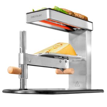 Raclette Grill Cheese&grill 6000 Inox. 600 W, Diseño Elegante En Acero Inoxidable, Parrilla Superior De Aluminio Antiadherente, Termostato Regulable, Soporte Para Queso Ajustable