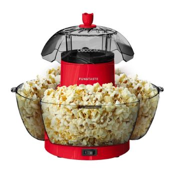 Máquina De Palomitas Eléctrica Fun&taste P'corn Lotus. Palomitero De 1200 W, Palomitas Listas En 2 Mins, Incluye 4 Recipientes Extraíbles, Capacidad Total De 4,5 L, Rojo