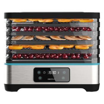 Deshidratador De Alimentos Vitadry Pro. 300 W, Deshidratadora De Frutas Con 5 Bandejas Altura Regulable, Pantalla Digital, Temporizador 30 Min A 48 Hs, Temperatura 35º-70º, Inox