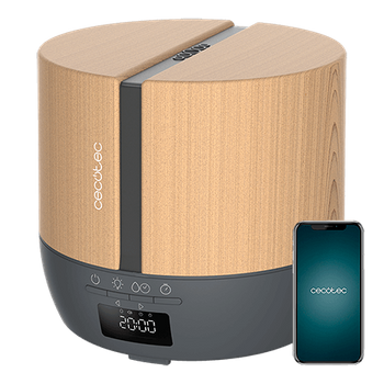 Difusor De Aroma Purearoma 550 Connected Grey Woody, Capacidad 500ml, Pantalla Led, Temporizador 12h, Control Bluetooth, App, 3