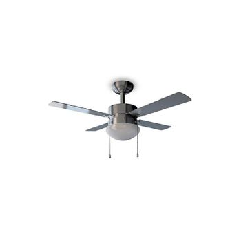 Ventilador De Techo Con Luz Energysilence Aero 450. 50 W, Bajo Consumo, 106 Cm De Diámetro, Luz, 4 Aspas Reversibles, 3 Velocidades, Función Invierno, Acabado En Acero/blanco