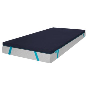 Topper Viscoelástico Flow Topserenity 90x190. Cubrecolchón Sobrecolchón. Viscoelástica 100% De 5 Cm De Altura, 4 Correas Elásticas Antideslizantes, Funda Exterior Con Cremallera