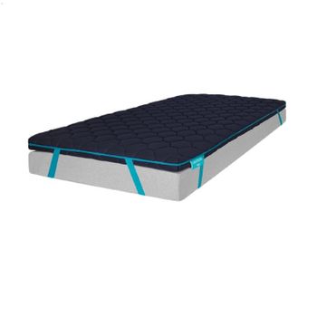 Topper Viscoelástico Flow Topdeluxe 150x190. Cubrecolchón Sobrecolchón. Viscoelástica 100% Con Acolchado De 7 Cm De Altura, 4 Correas Elásticas Antideslizantes, Funda Exterior Con Cremallera