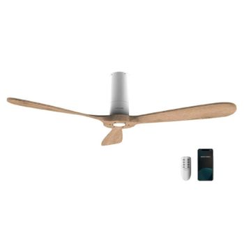 Ventilador De Techo Con Mando A Distancia Y Wifi Energysilence Aero 5500 White Aqua Connected. 40 W, Diámetro 52”, 3 Aspas, Protección Ip44, Modo Winter-summer, Temporizador