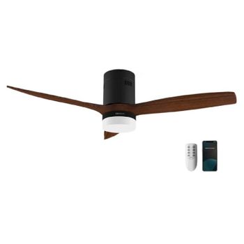 Ventilador De Techo Con Luz Y Wifi Energysilence Aero 5600 Black Aqua Connected. 40 W, 52” Con 3 Aspas, Mando A Distancia, Protección Ip44, Modo Winter-summer, Temporizador