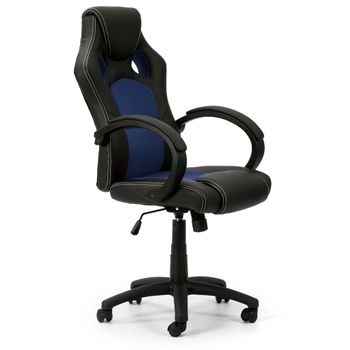 Sillon De Oficina Elevable Y Reclinable Hamilton Negro Y Azul