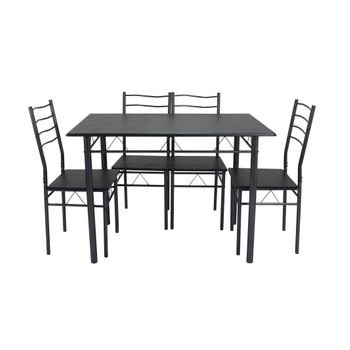 Conjunto Mesa Y 4 Sillas Comedor Lima Negro/gris, Estructura Metálica