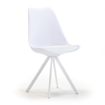 Pack 2 Sillas Cocina - Modelo XARA WHITE - Asiento Polipiel Blanco -  Estructura Metal - Conforama