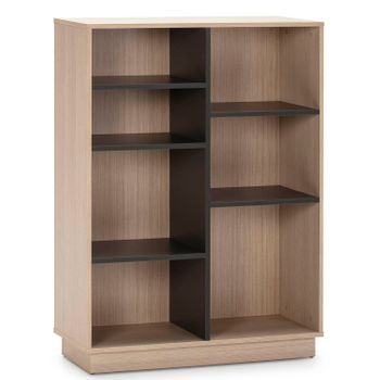 Estantería Librería Vigo 110x80 Cm, Estantería De Oficina, Color Roble Y Gris, 80 Cm (ancho) 33 Cm (profundo) 110 Cm (altura)