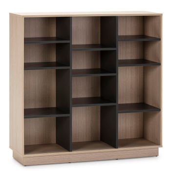 Estantería Librería Vigo 110x110 Cm, Estantería De Oficina, Color Roble Y Gris, 110 Cm (ancho) 33 Cm (profundo) 110 Cm (altura)