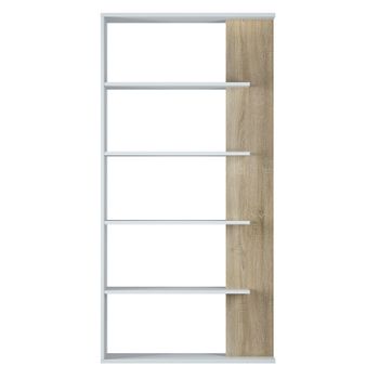 Estantería Librería Lugo Color Blanco/roble 5 Huecos, Para Salón, Comedor O Despacho, 90 Cm (ancho) 25 Cm (profundo) 180 Cm (altura)