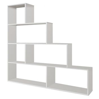 Estantería Librería Jaén Color Blanco Brillo 6 Huecos, Para Salón, Comedor O Despacho, 145 Cm (ancho) 29 Cm (profundo) 145 Cm (altura)