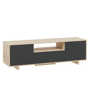 Mueble Tv Zaida 3 Puertas Color Roble Y Gris, 150 Cm (ancho) 41 Cm (profundo) 46 Cm (altura)