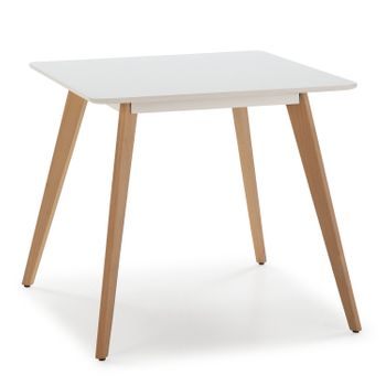 Mesa De Comerdor Aroa 80x80 Cm Blanco, Patas De Madera De Haya