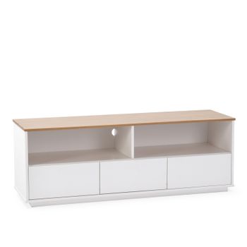 Mueble Tv Bob 3 Cajones 2 Huecos Blanco/roble