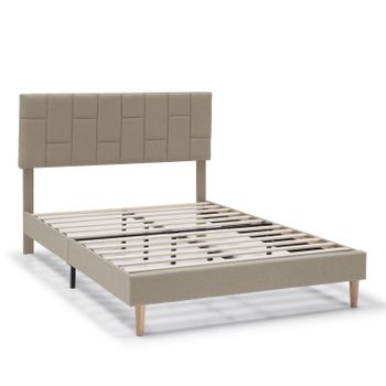 Estructura De Cama Tapizada Sorni De 30 Cm, 90x190 Cm, Beige