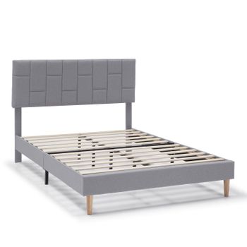 Estructura De Cama Tapizada Sorni De 30 Cm, 135/140x190 Cm, Gris Claro