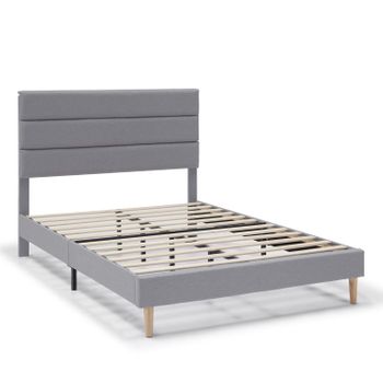 Estructura De Cama Tapizada Aroma De 30 Cm, 135/140x190 Cm, Gris Claro