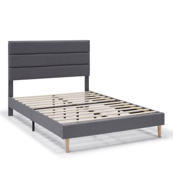 Estructura De Cama Tapizada Aroma De 30 Cm, 135/140x190 Cm, Gris Oscuro