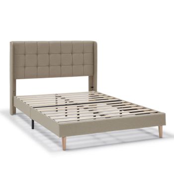 Estructura De Cama Tapizada Esther De 30 Cm, 135/140x190 Cm, Beige