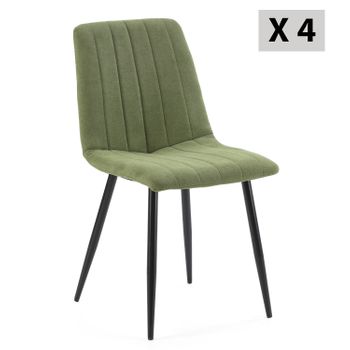 Pack De 4 Sillas Comedor Astrid En Terciopelo Verde Con Patas Negras  Respaldo Capitoné con Ofertas en Carrefour