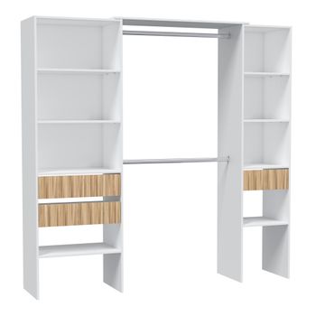 Armario 3 Puertas y 3 Cajones CARREFOUR HOME Milan 180x120x52 cm - Roble