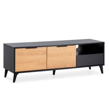 Mueble Tv Kalma 2 Puertas 1 Cajón Negro/roble