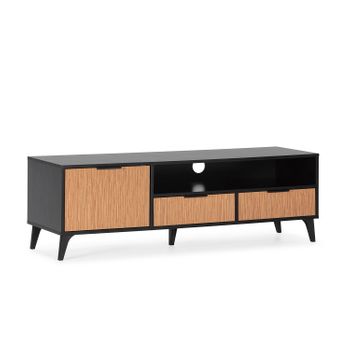 Mueble Tv Denis 1 Puerta Y 2 Cajones, Color Negro/madera