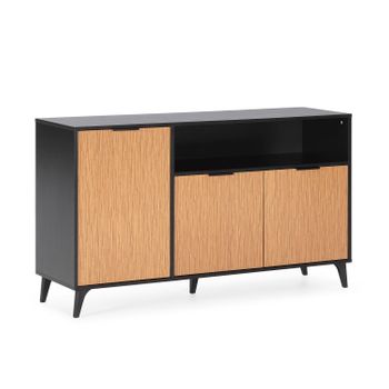 Aparador Salón Comedor Despacho Con Patas Color Roble/negro 3 Puertas 1  Hueco 92x140x40 Cm, Nórdico con Ofertas en Carrefour