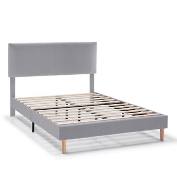 Estructura De Cama Tapizada Lauren De 30 Cm, 90x190 Cm, Gris Claro