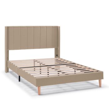 Estructura De Cama Tapizada Noelia De 30 Cm, 90x190 Cm, Beige