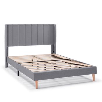 Estructura De Cama Tapizada Noelia De 30 Cm, 90x190 Cm, Gris Oscuro