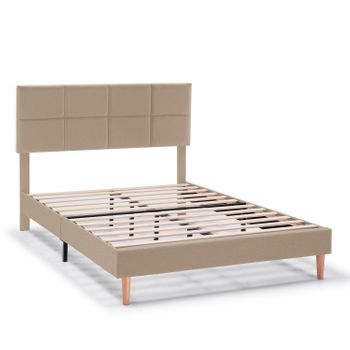 Estructura De Cama Tapizada Silvi De 30 Cm, 90x190 Cm, Beige