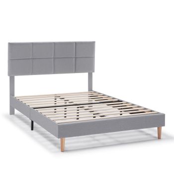 Estructura De Cama Tapizada Silvi De 30 Cm, 140x190 Cm, Gris Claro