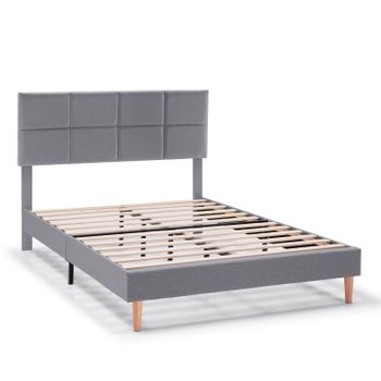 Estructura De Cama Tapizada Silvi De 30 Cm, 90x190 Cm, Gris Oscuro