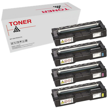 Mc250 P300 P301 P302 Pack 4 Cartuchos De Toner Compatible Con Ricoh 408352/m C250bk, 408353/m C250c, 408354/m C250m, 408355/m C250y