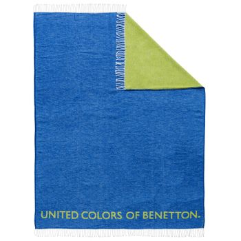 Manta 140x190cm 60% Algodón 40% Acrílico Azul&verde Casa Benetton