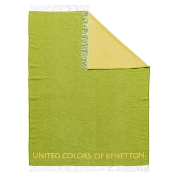 Manta 140x190cm 60% Algodón 40% Acrílico Verde&amarillo Casa Benetton