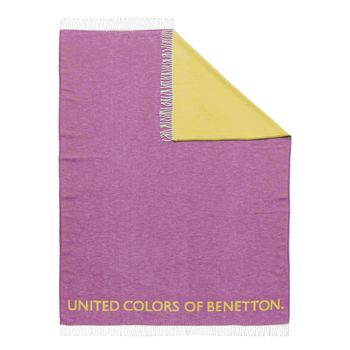 Manta 140x190cm 320gsm 60%algodon 40%acrilico Rosa&amarillo Casa Benetton