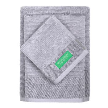 Set 3pcs Toallas De Baño (30x50+50x90+70x140cm) 450 Gsm 100%algodon Gris Casa Benetton