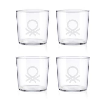 Set 4pcs Vasos De Agua 0,345l Cristal Logo Transparente Casa Benetton