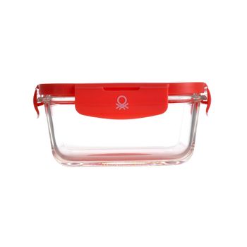 Fiambrera Hermética Benetton Rojo Plástico 340 Ml Vidrio De Borosilicato