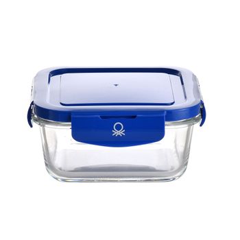 Fiambrera Hermética Benetton Azul Plástico Vidrio De Borosilicato (570 Ml)