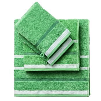 Set Toalla Baño (toalla 50x90cm, 70x140cm, Guantes Ducha 15x21cm) Algodón Verde Rainbow