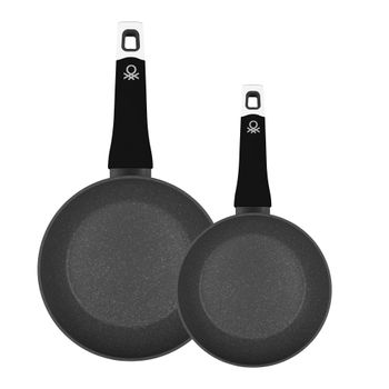 Set 2pc Sarten (22cm Blanco + 26cm Negro) Aluminio Forjado Ind B&w Be