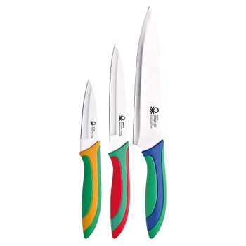 Cuchillos Benetton Set 3 Piezas (cuchillo Chef + Multiusos + Cuchillo Pelador) Acero Inox Y Fibra De Trigo Rainbow